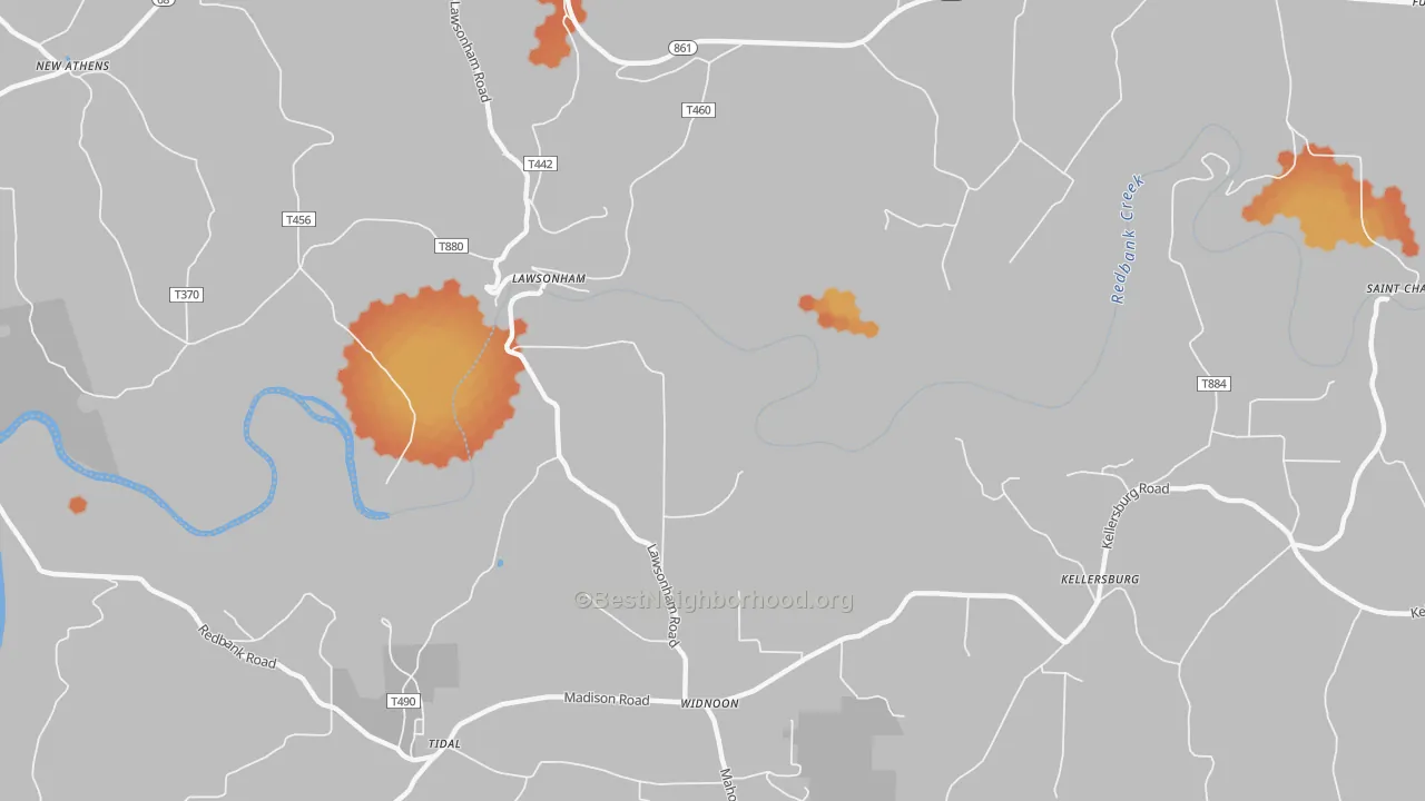 Bike Grade map of Lawsonham, PA