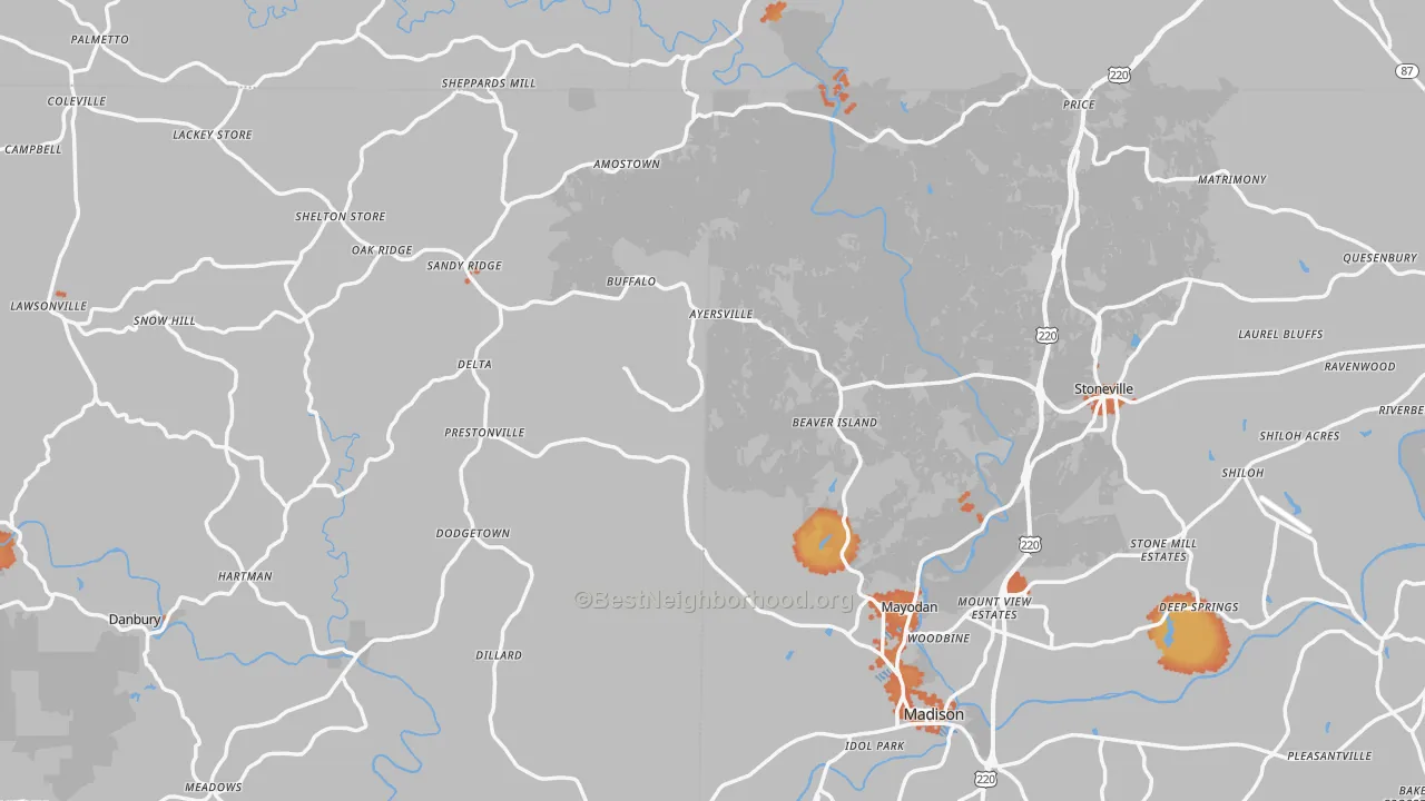 Bike Grade map of Lawsonville, NC