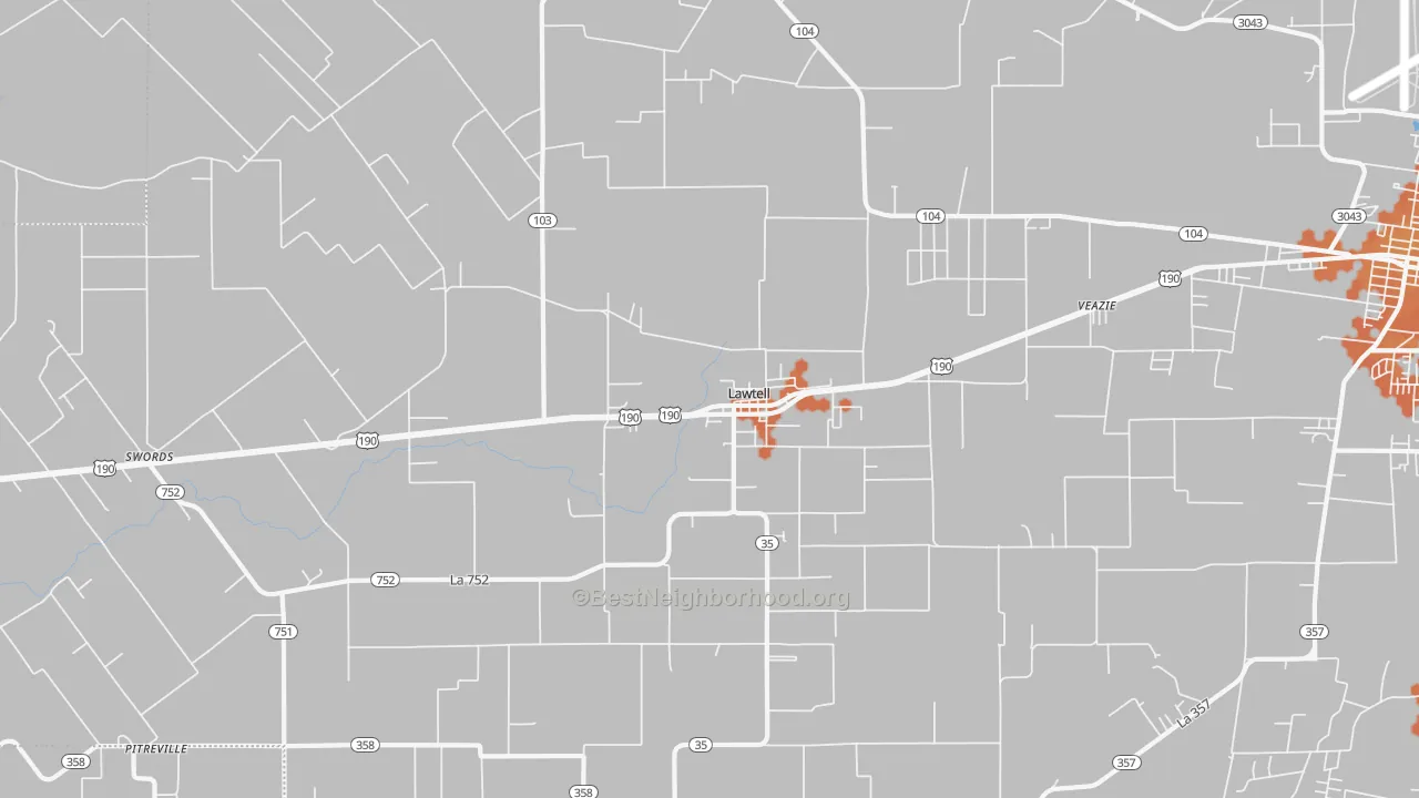 Bike Grade map of Lawtell, LA