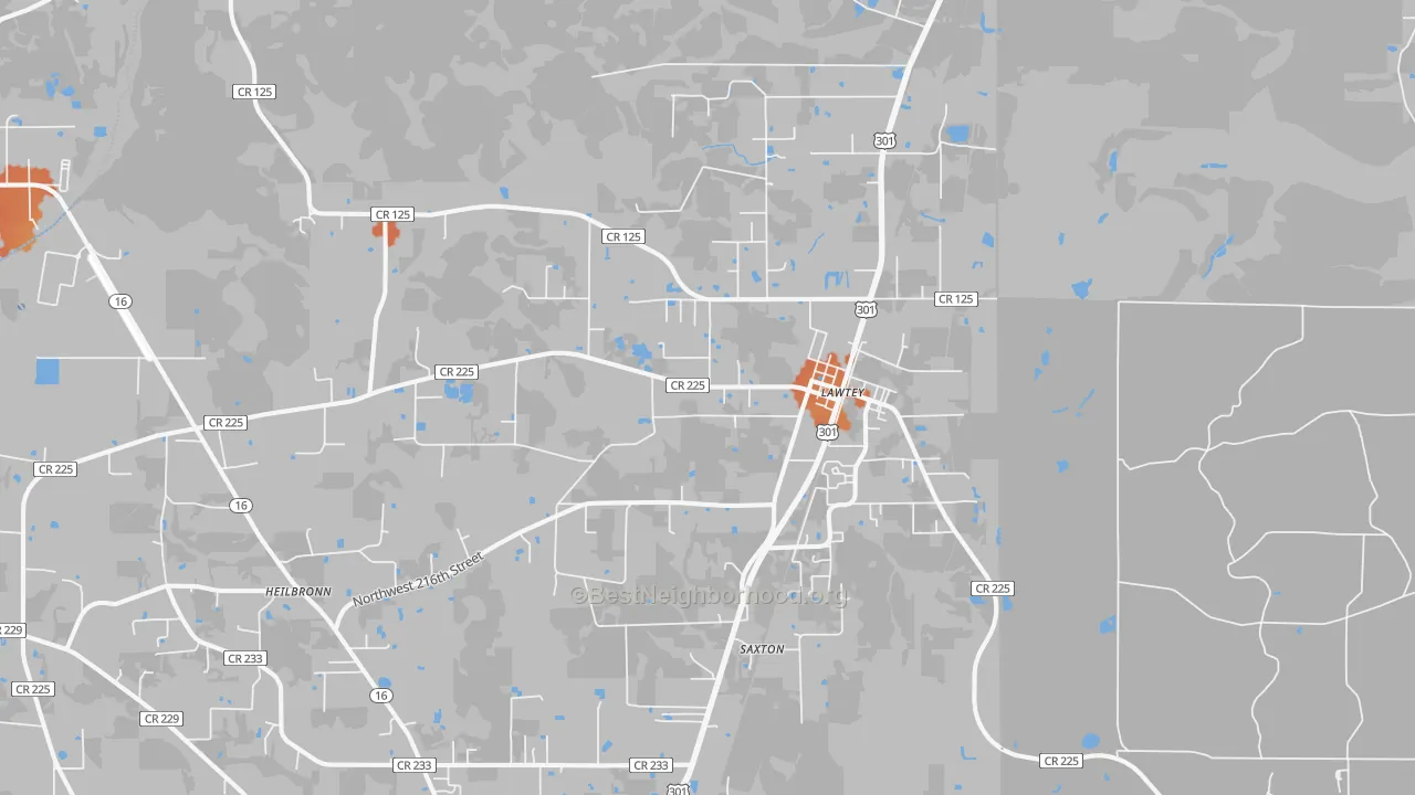 Bike Grade map of Lawtey, FL