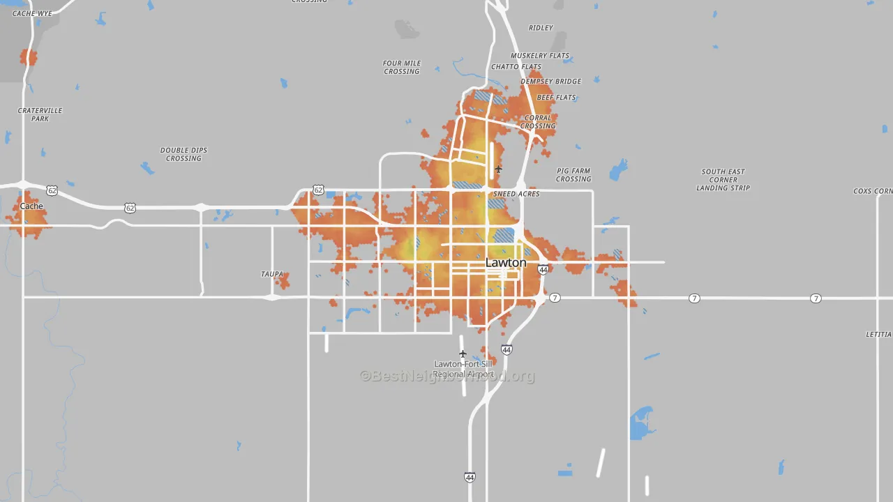 Bike Grade map of Lawton, OK