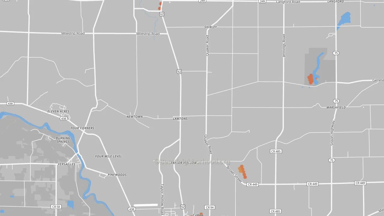 Bike Grade map of Lawtons, NY