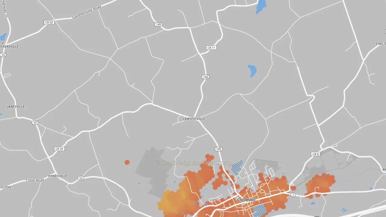 Bike Grade map of Lawyersville, NY