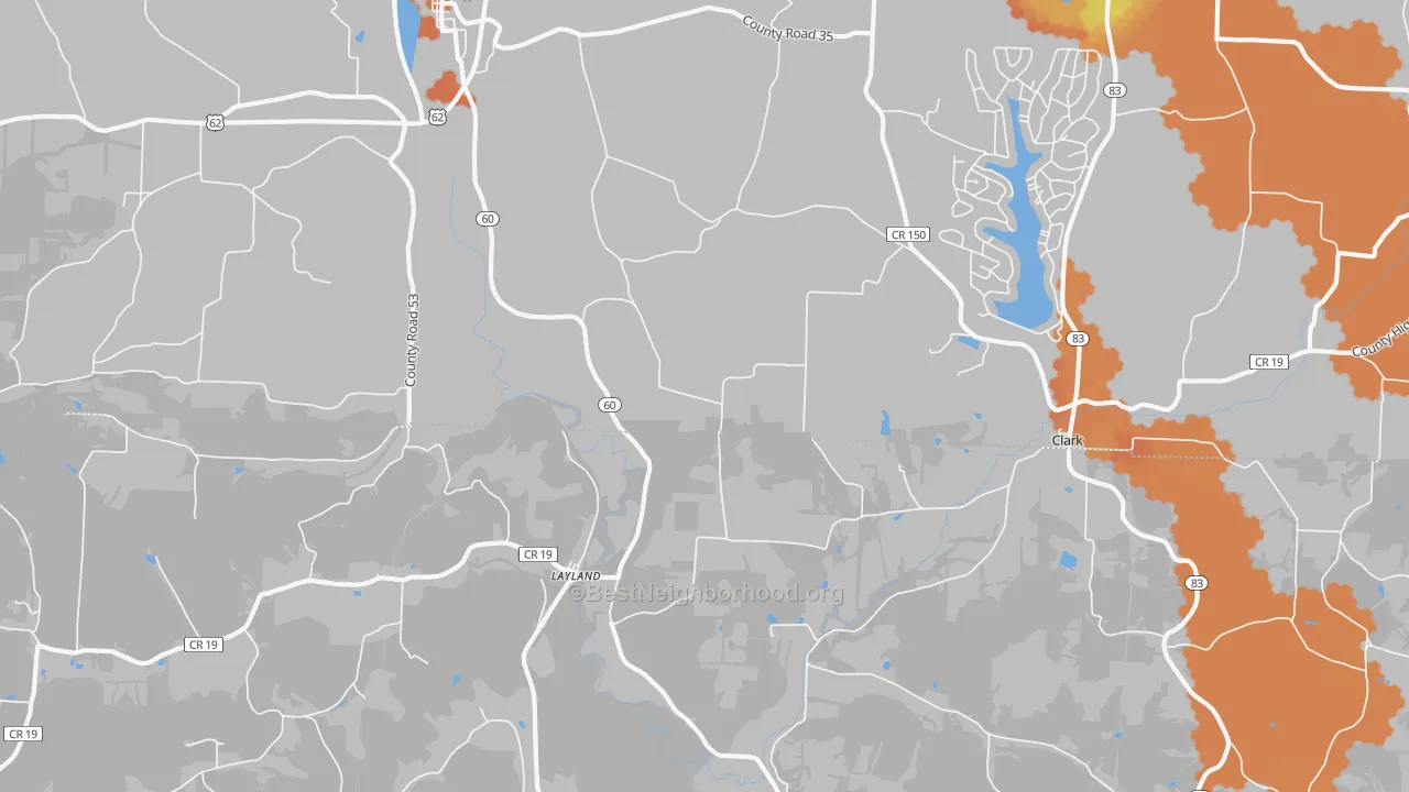 Bike Grade map of Layland, OH