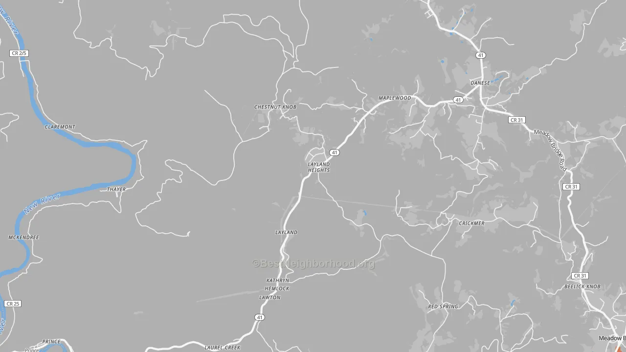 Bike Grade map of Layland, WV