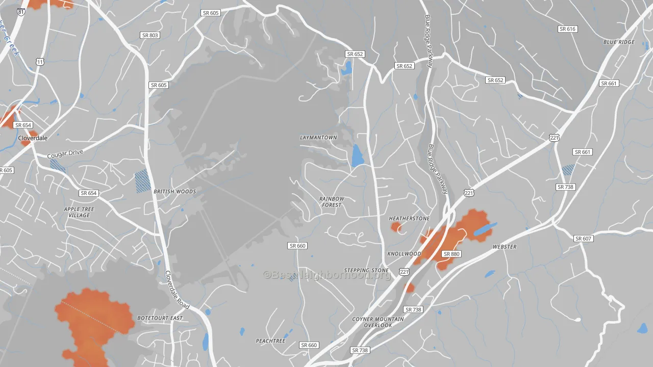 Bike Grade map of Laymantown, VA