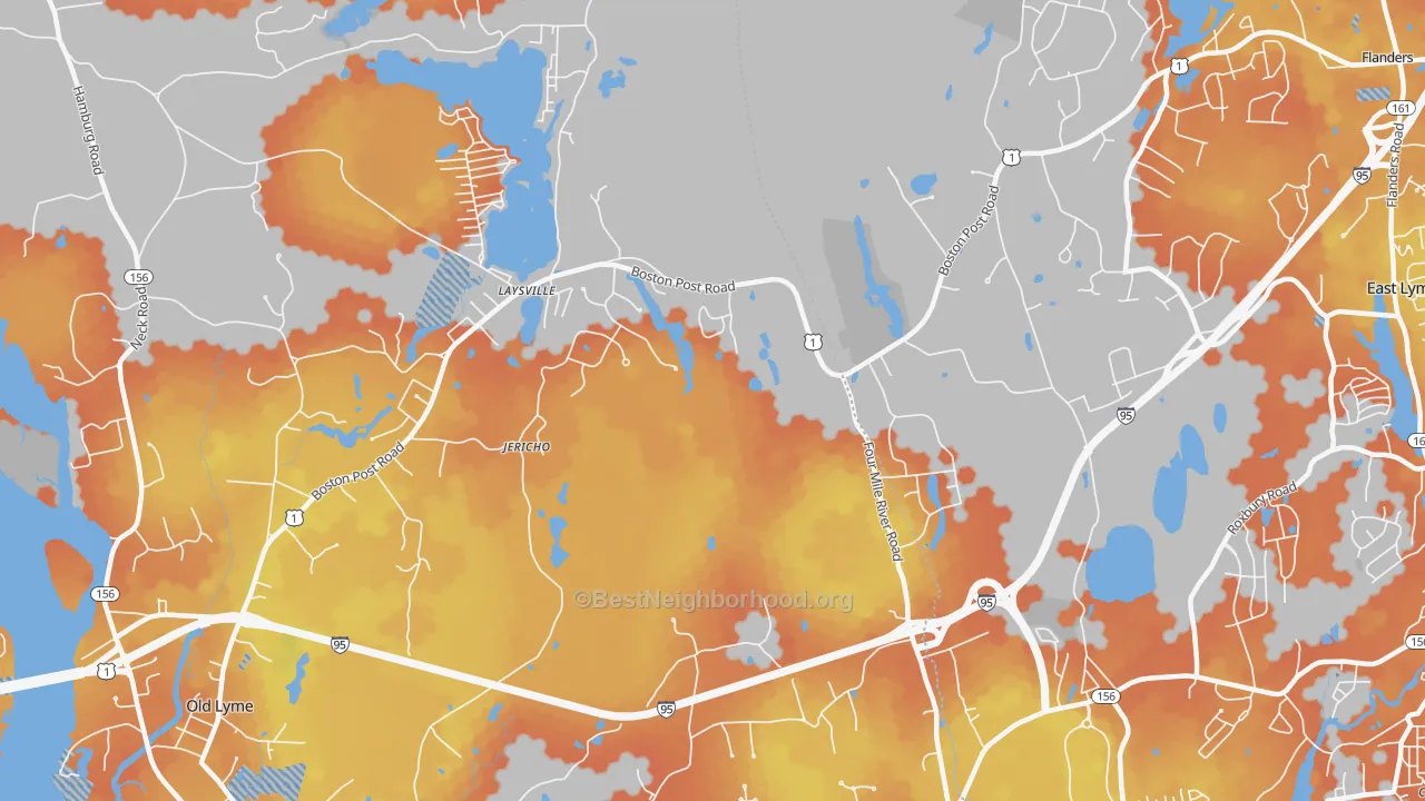 Bike Grade map of Laysville, CT