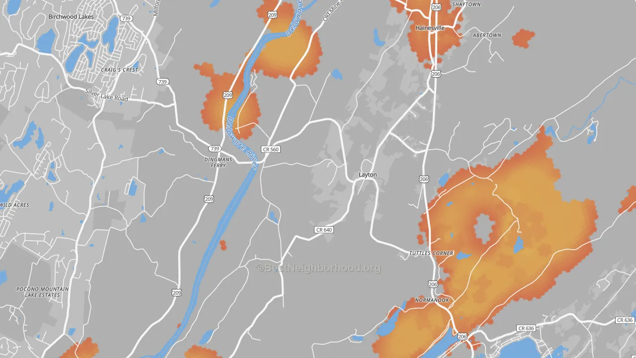Bike Grade map of Layton, NJ