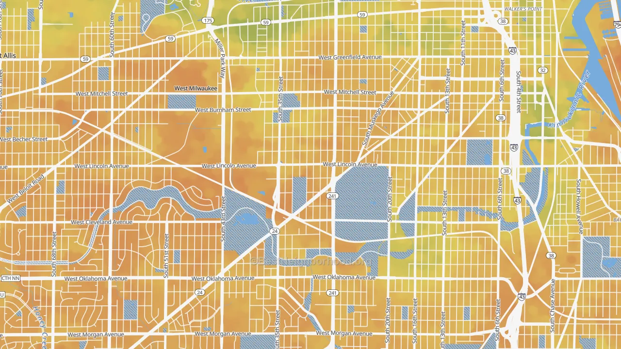 Bike Grade map of Layton Park, Milwaukee, WI