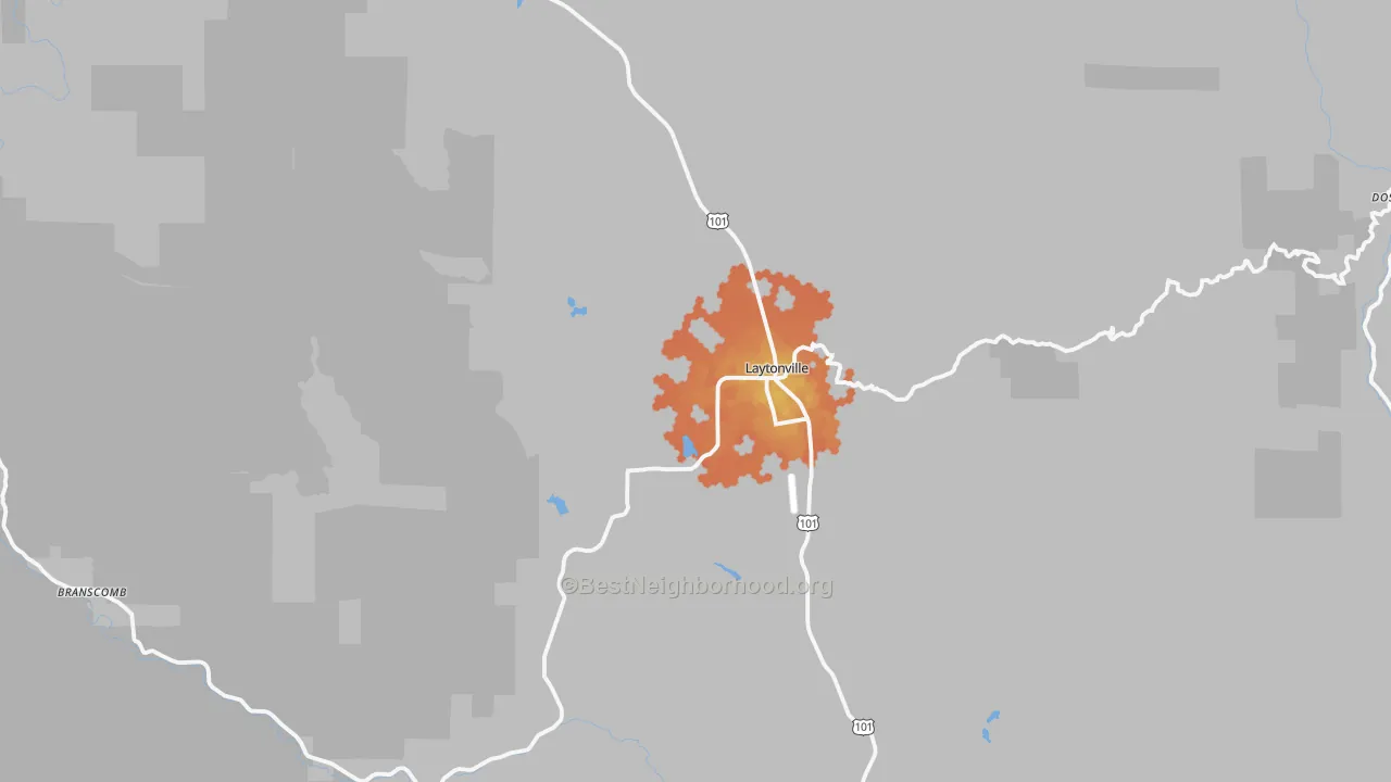 Bike Grade map of Laytonville, CA