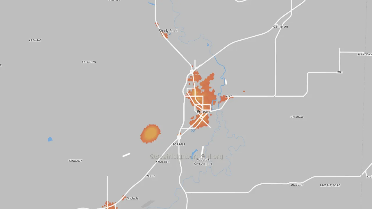 Bike Grade map of Le Flore County, OK