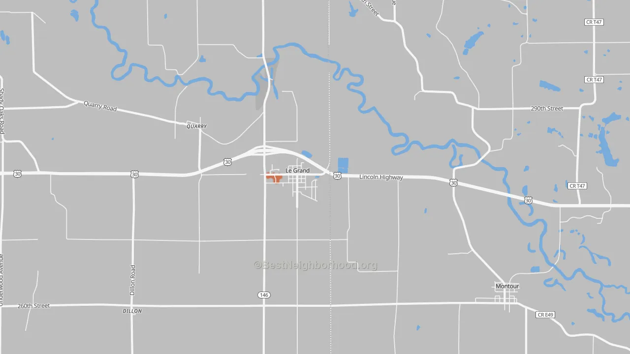 Bike Grade map of Le Grand, IA