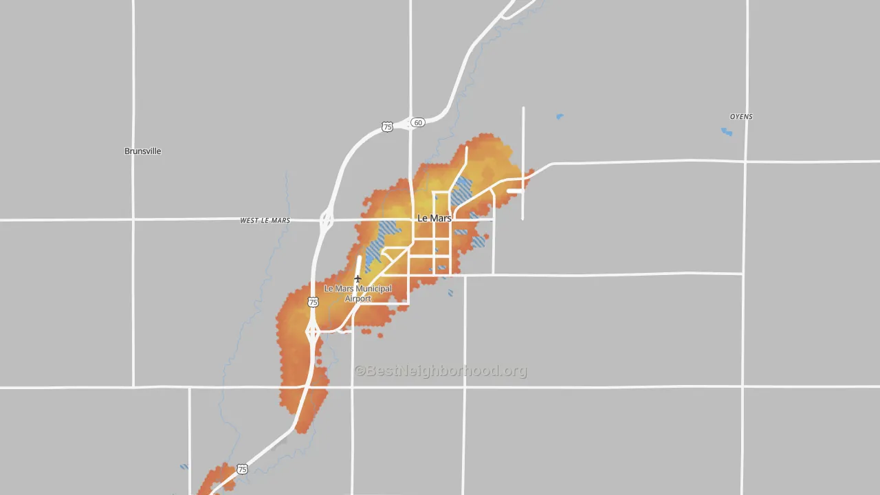 Bike Grade map of Le Mars, IA