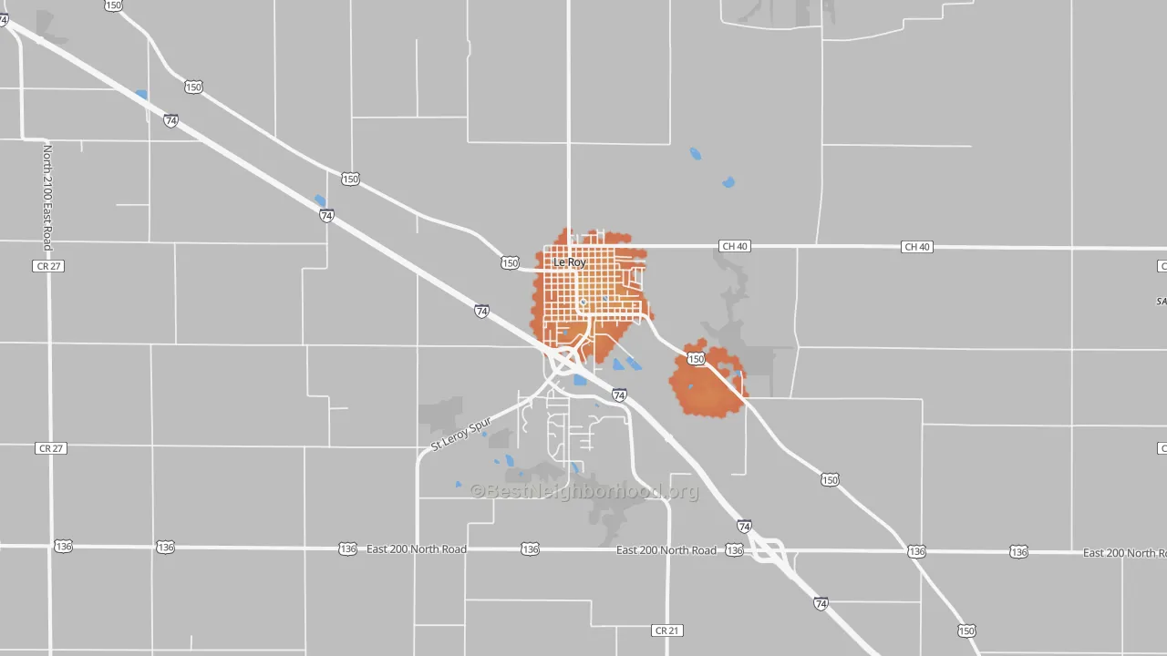 Bike Grade map of Le Roy, IL