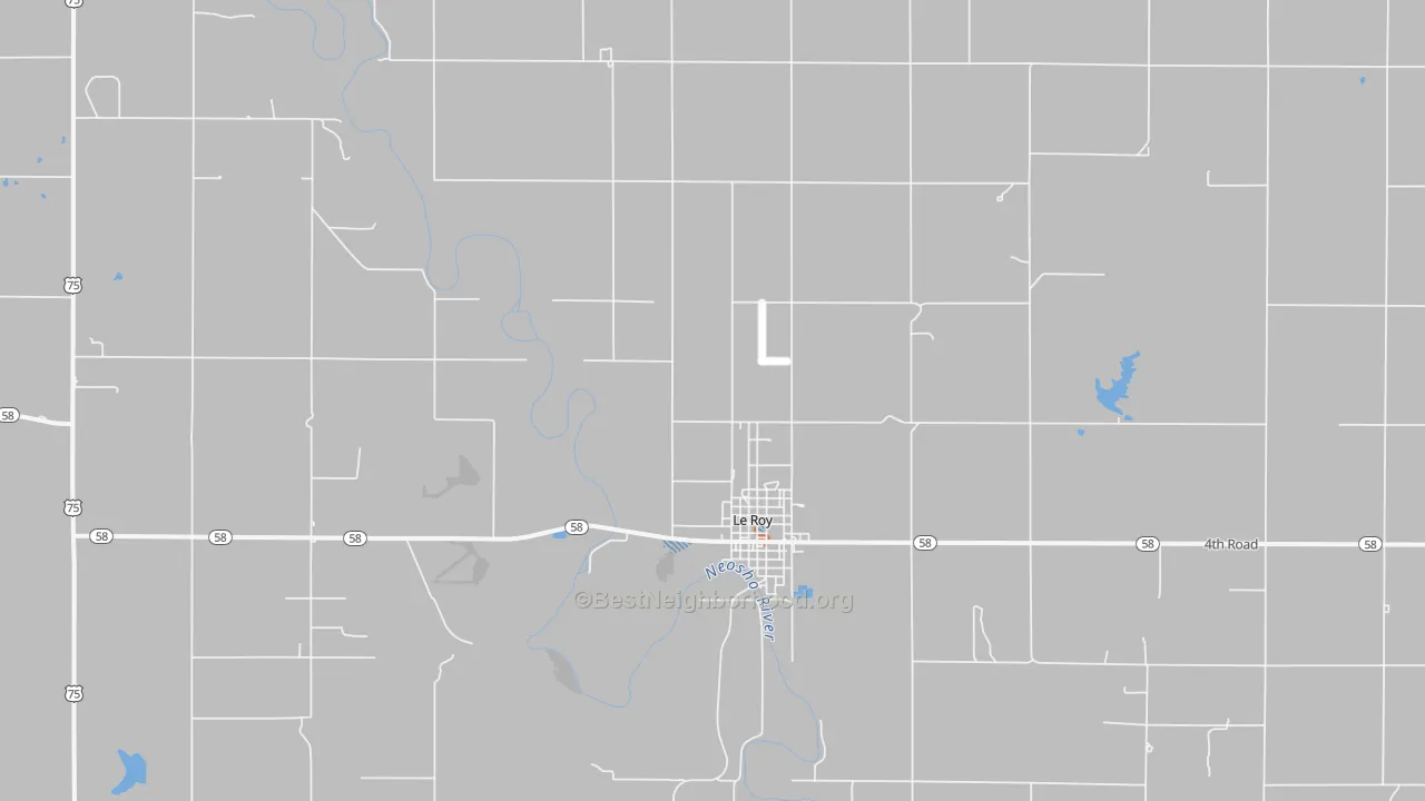 Bike Grade map of Le Roy, KS