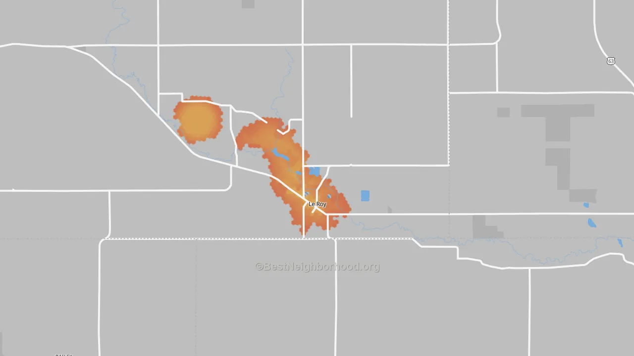 Bike Grade map of Le Roy, MN