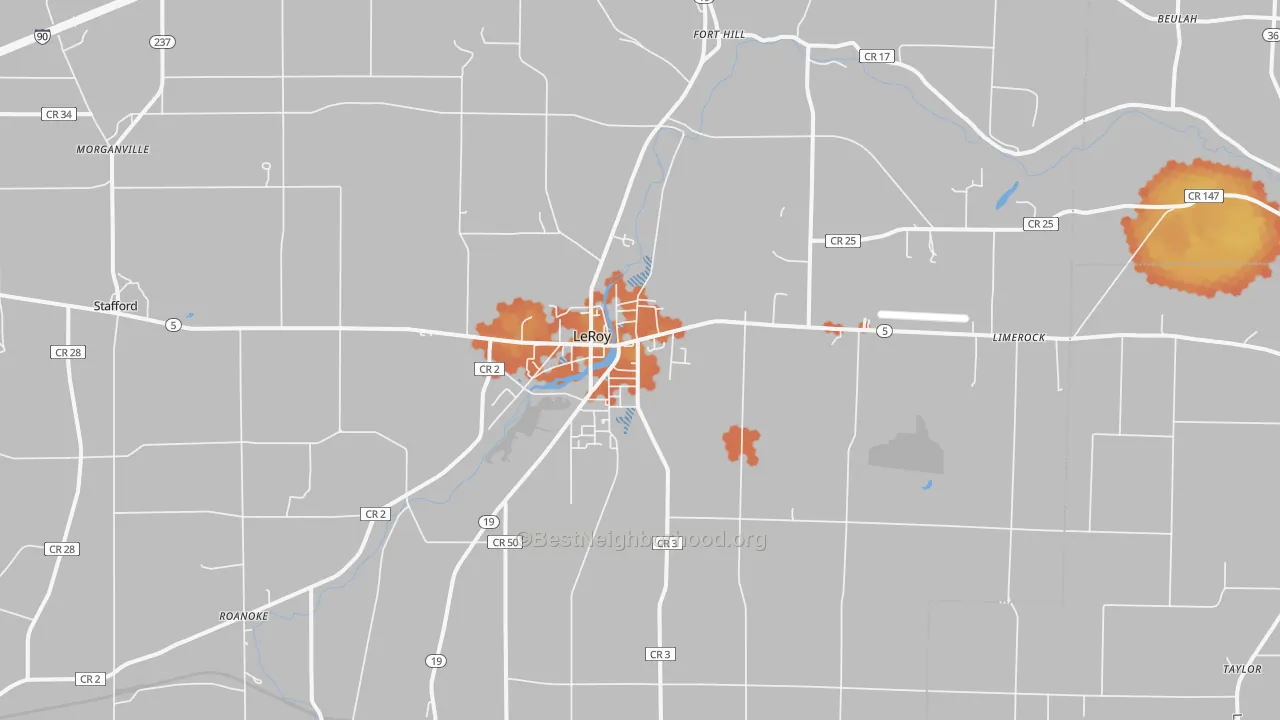 Bike Grade map of Le Roy, NY