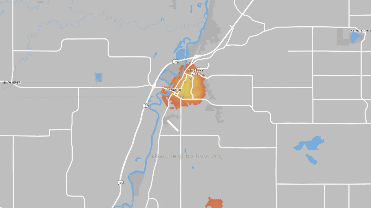 Bike Grade map of Le Sueur, MN