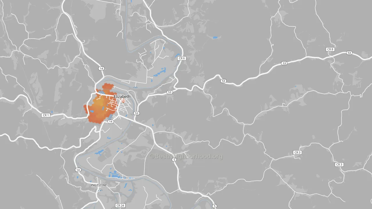 Bike Grade map of Leachtown, WV