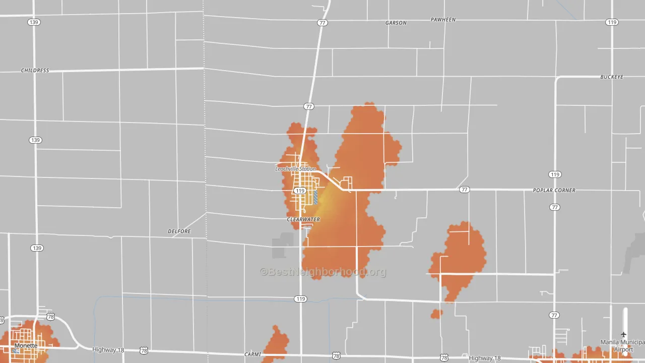 Bike Grade map of Leachville, AR