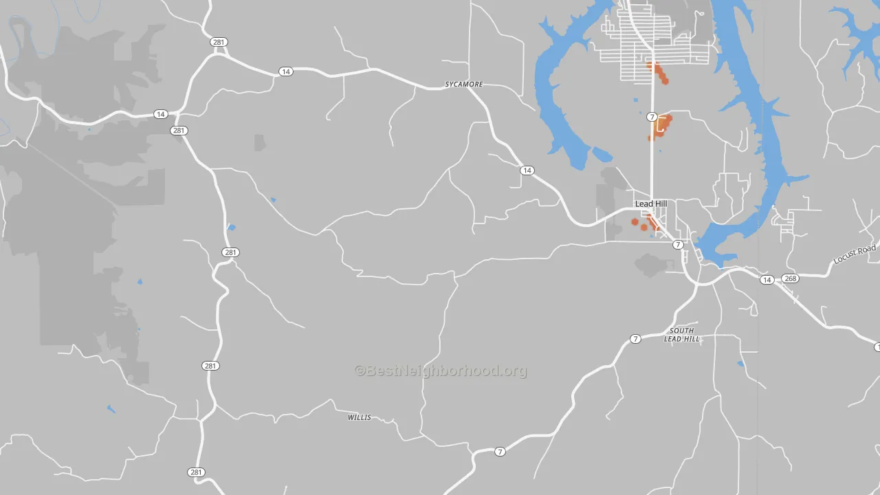 Bike Grade map of Lead Hill, AR