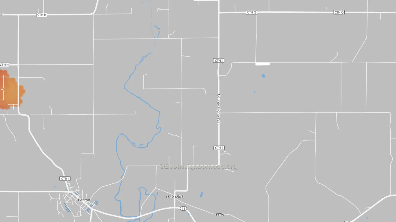 Bike Grade map of Lead Mine, WI