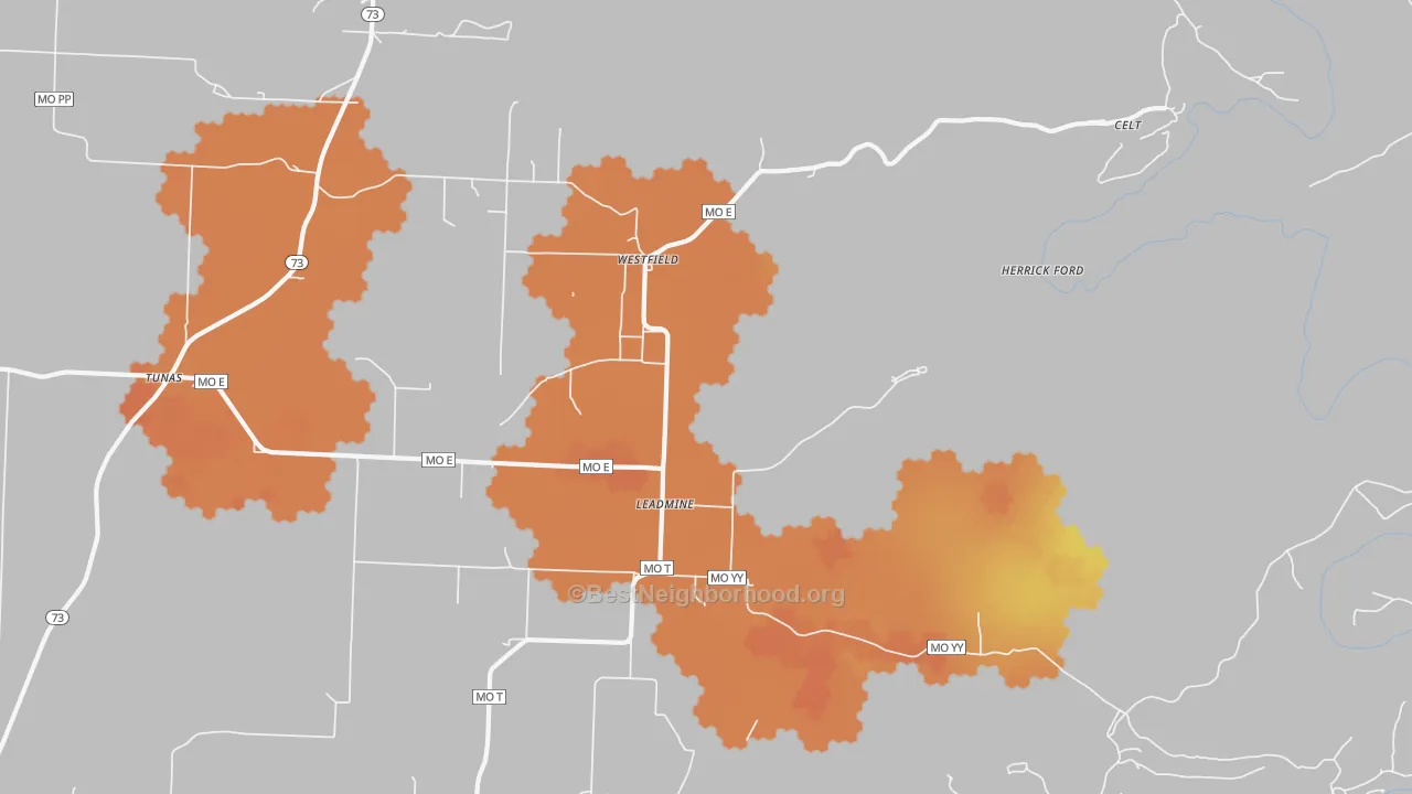Bike Grade map of Leadmine, MO