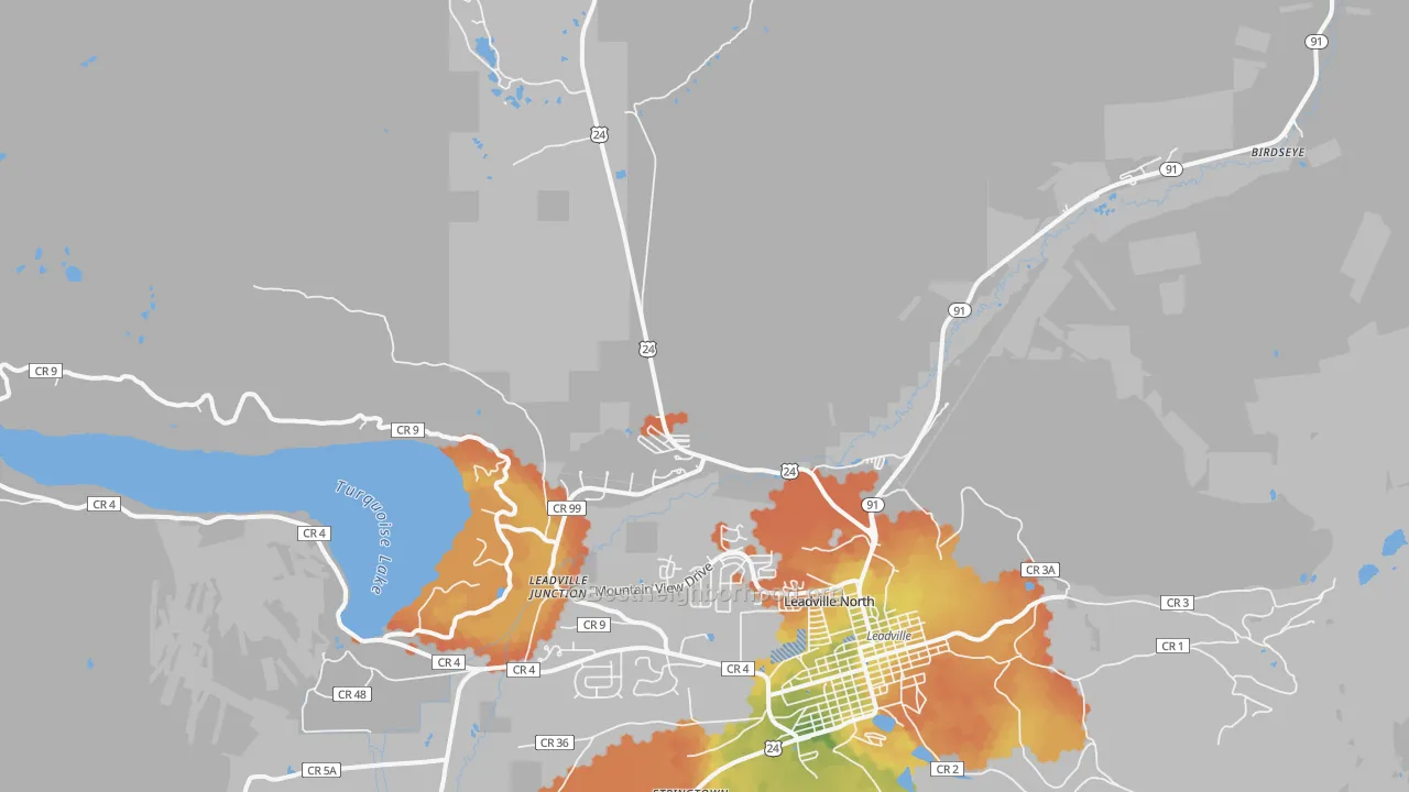 Bike Grade map of Leadville North, CO
