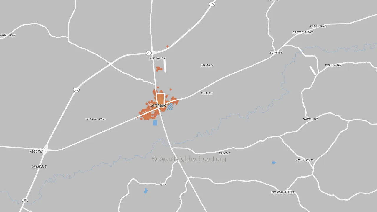 Bike Grade map of Leake County, MS
