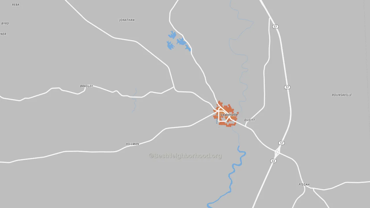 Bike Grade map of Leakesville, MS