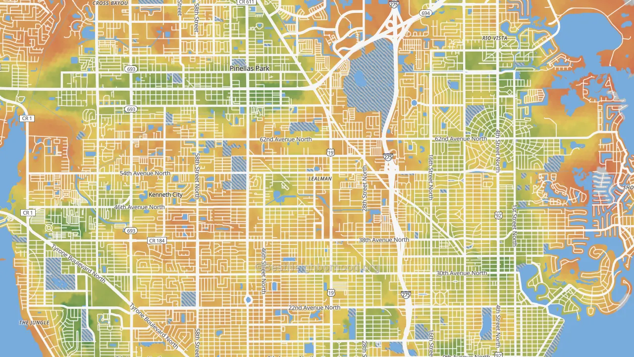 Bike Grade map of Lealman, FL