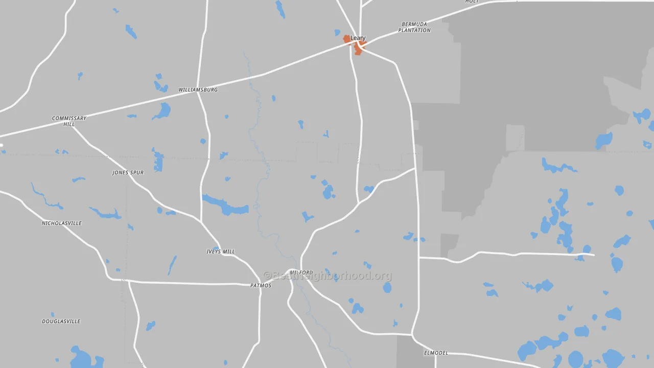 Bike Grade map of Leary, GA