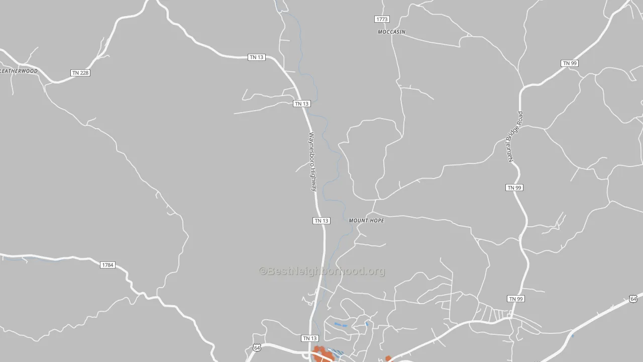 Bike Grade map of Leatherwood, TN