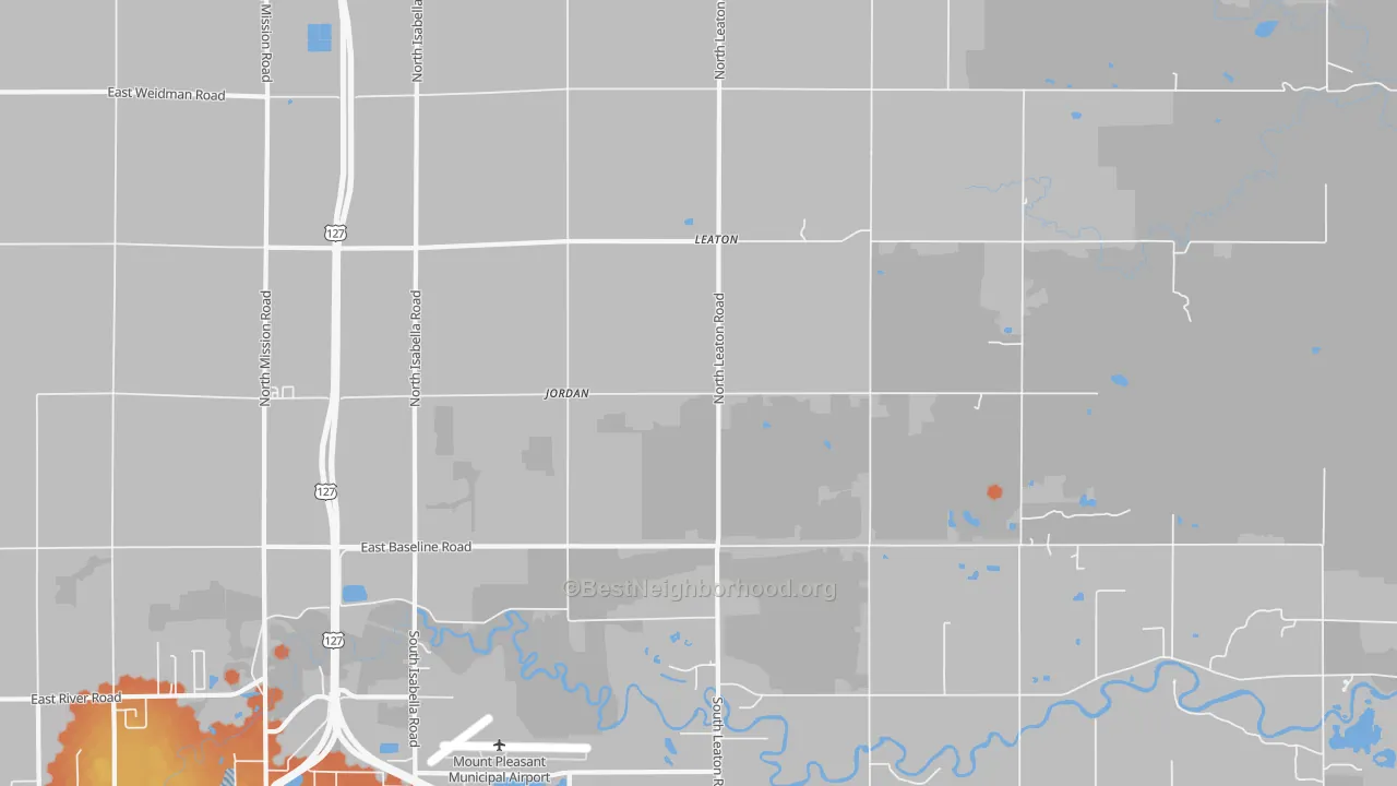 Bike Grade map of Leaton, MI