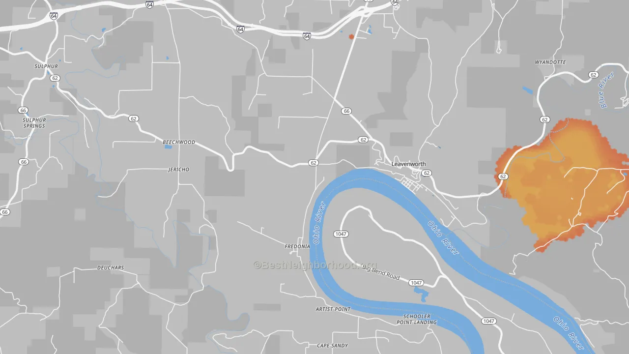 Bike Grade map of Leavenworth, IN