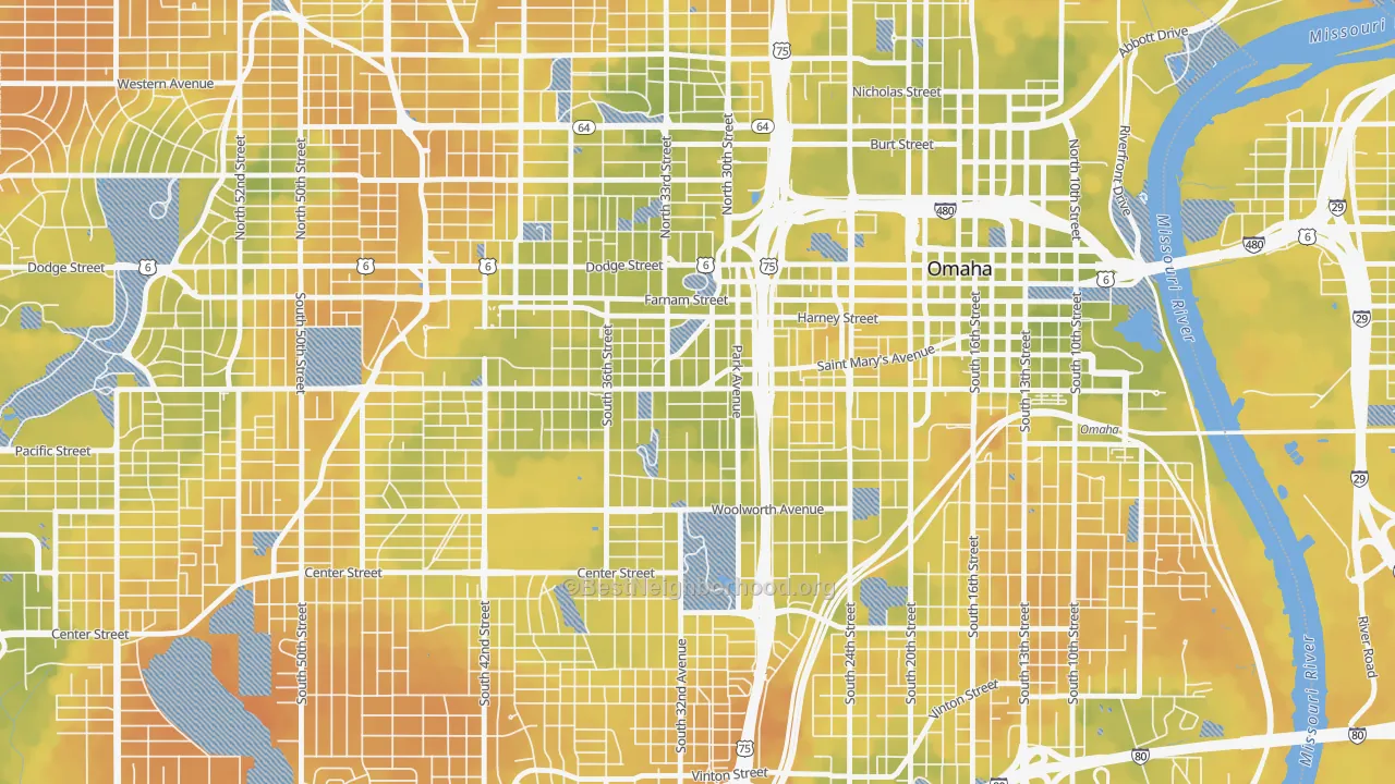 Bike Grade map of Leavenworth, Omaha, NE