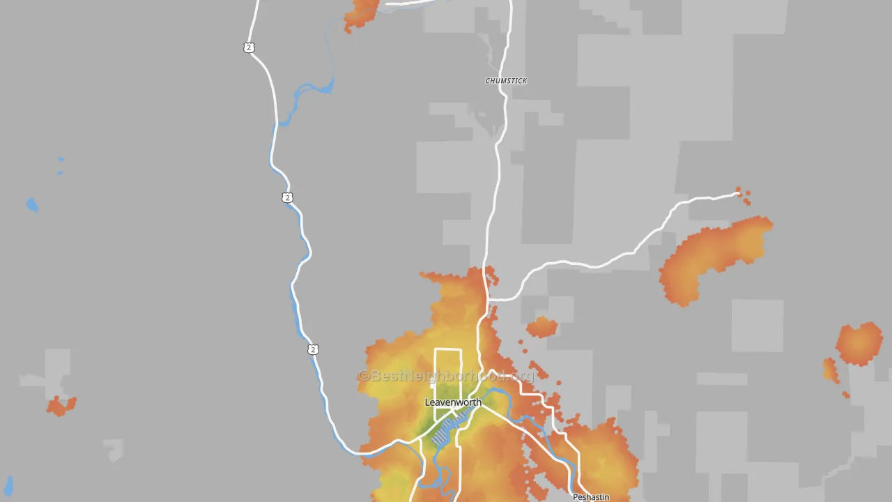 Bike Grade map of Leavenworth, WA
