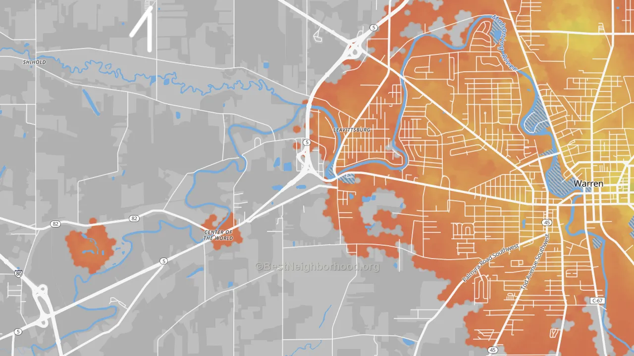 Bike Grade map of Leavittsburg, OH