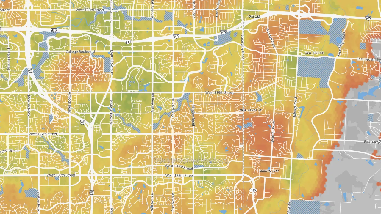 Bike Grade map of Leawood, KS