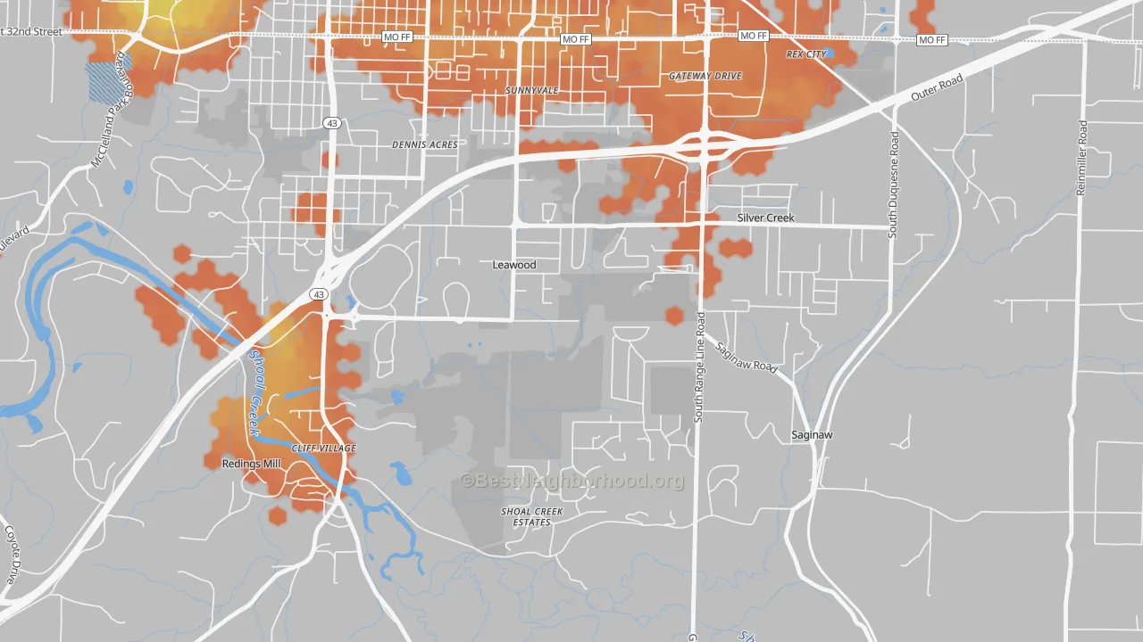 Bike Grade map of Leawood, MO