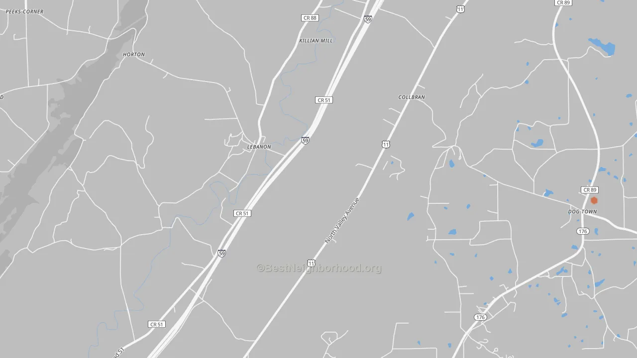 Bike Grade map of Lebanon, AL