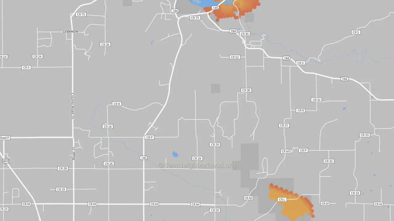Bike Grade map of Lebanon, CO