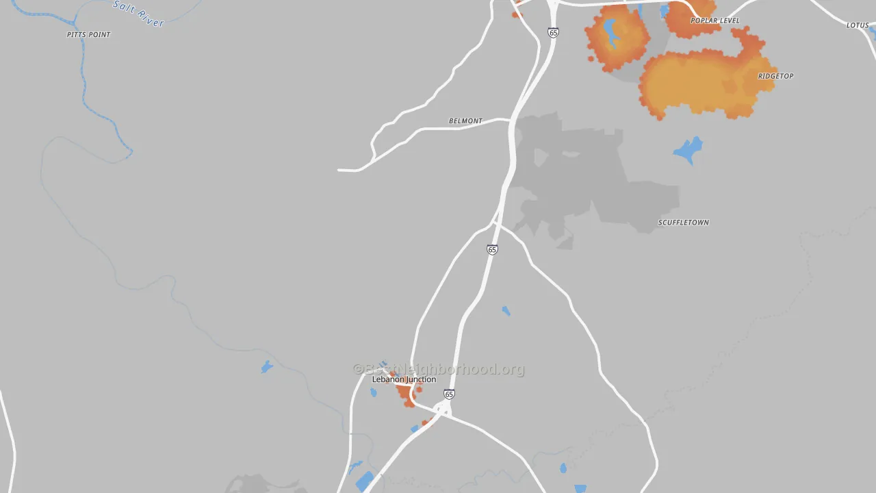 Bike Grade map of Lebanon Junction, KY