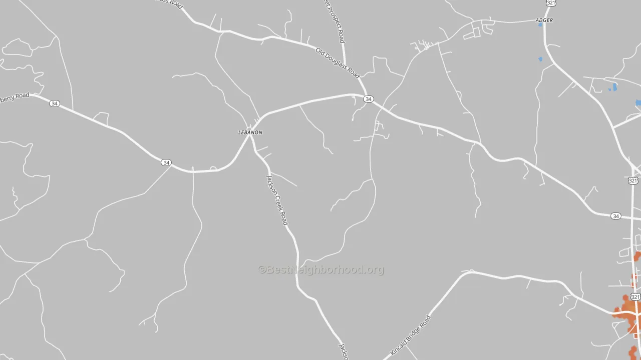 Bike Grade map of Lebanon, SC