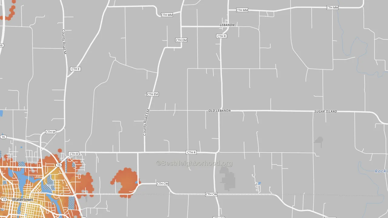 Bike Grade map of Lebanon, WI