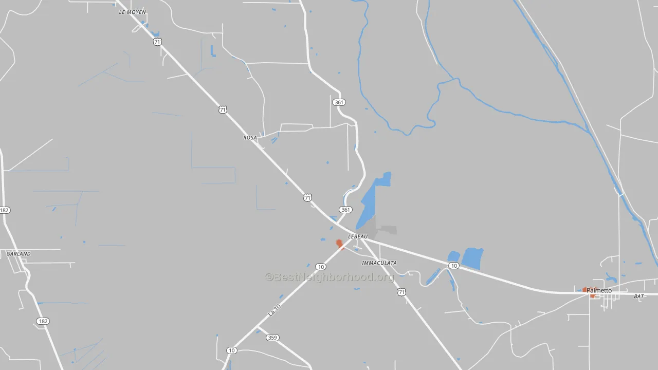 Bike Grade map of Lebeau, LA