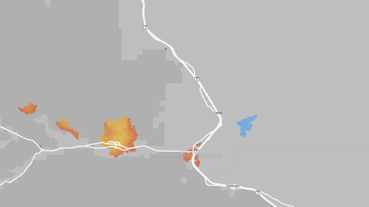 Bike Grade map of Lebec, CA