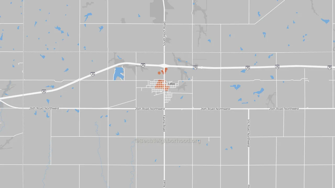 Bike Grade map of Lebo, KS