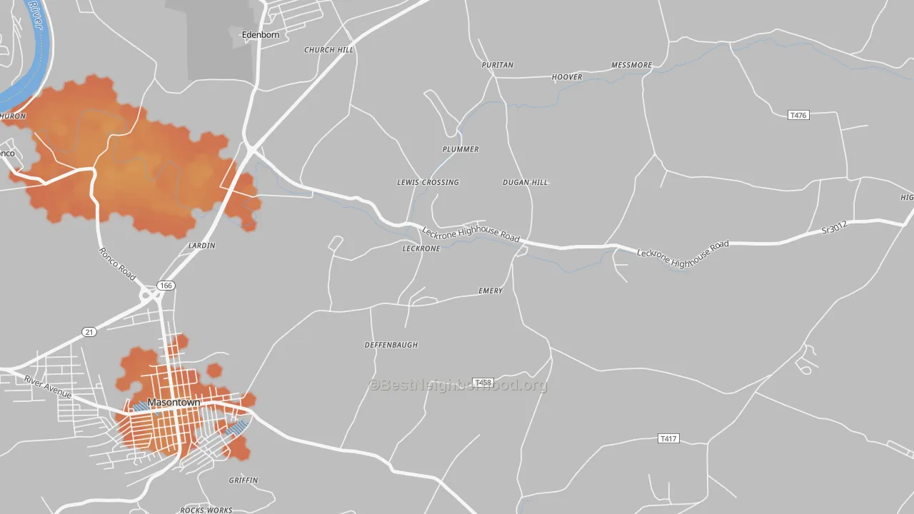 Bike Grade map of Leckrone, PA
