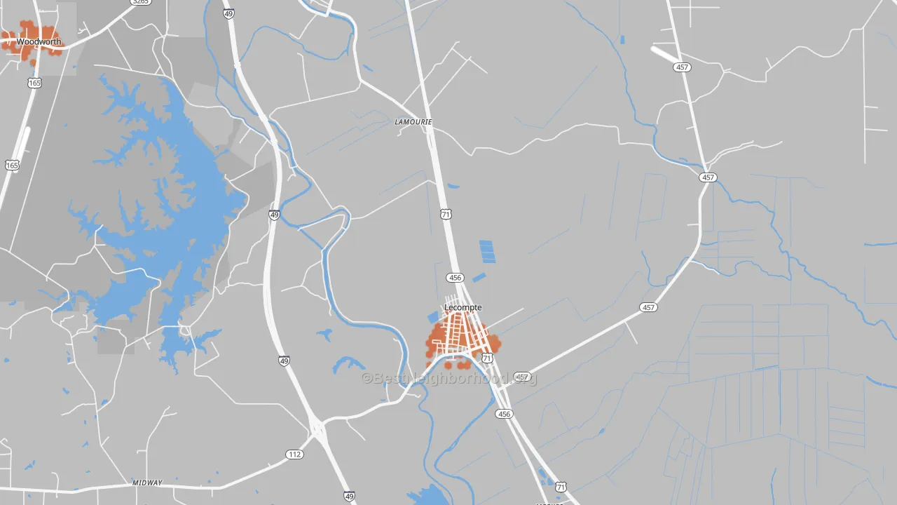 Bike Grade map of Lecompte, LA